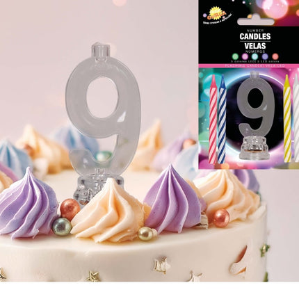 Kaarsenhouder 9 Jaar Led 13cm van Fiestas Guirca koop je bij Partywinkel