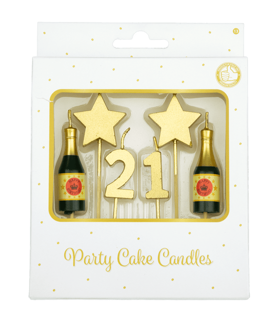 Kaarsjes 21 Jaar Champagne 17,5cm van Paper Dreams koop je bij Partywinkel