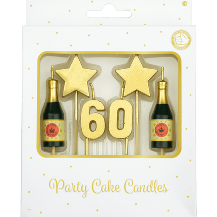 Kaarsjes 60 Jaar Champagne 17,5cm van Paper Dreams koop je bij Partywinkel