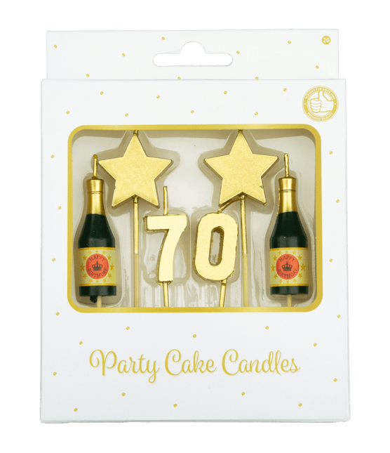 Kaarsjes 70 Jaar Champagne 17,5cm van Paper Dreams koop je bij Partywinkel
