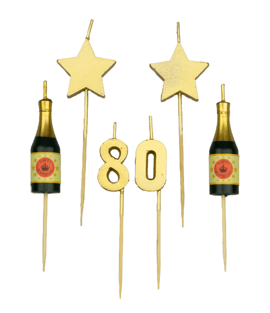 Kaarsjes 80 Jaar Champagne 17,5cm van Paper Dreams koop je bij Partywinkel