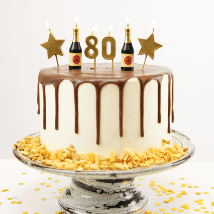 Kaarsjes 80 Jaar Champagne 17,5cm van Paper Dreams koop je bij Partywinkel