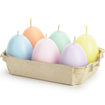 Kaarsjes Paaseieren 7cm 6st van Partydeco koop je bij Partywinkel
