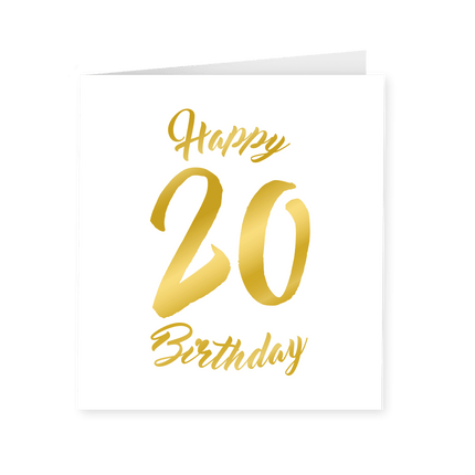 Kaart 20 Jaar Goud Wit 15cm van Paper Dreams koop je bij Partywinkel