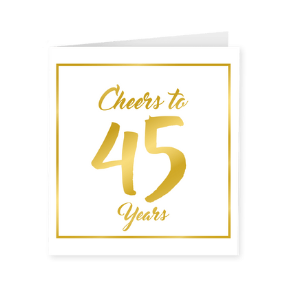 Kaart 45 Jaar Goud Wit 15cm van Paper Dreams koop je bij Partywinkel