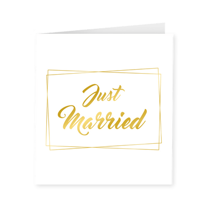 Kaart Just Married Goud Wit 15cm van Paper Dreams koop je bij Partywinkel