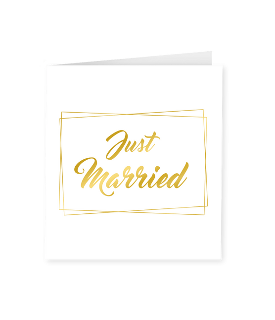 Kaart Just Married Goud Wit 15cm van Paper Dreams koop je bij Partywinkel
