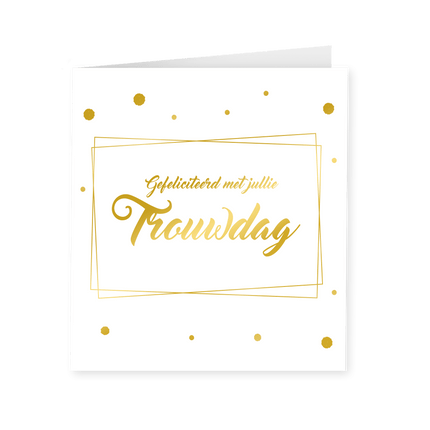 Kaart Trouwdag Goud Wit 15cm van Paper Dreams koop je bij Partywinkel