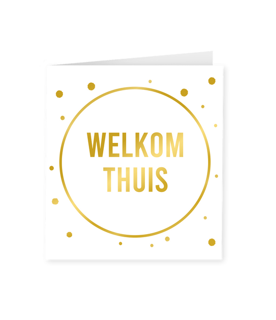 Kaart Welkom Thuis Goud Wit 15cm van Paper Dreams koop je bij Partywinkel