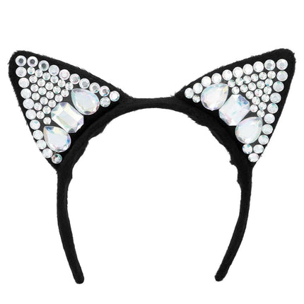 Kat Haarband Met Diamanten van Boland koop je bij Partywinkel
