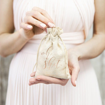 Katoenen Zakjes Oh Shit 15cm 10st van Partydeco koop je bij Partywinkel