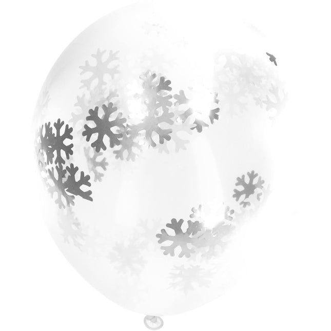 Kerst Confetti Ballon Sneeuwvlokken 30cm 4st van Folat koop je bij Partywinkel