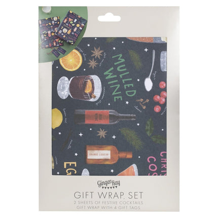Kerst Inpakpapier Cocktail van Ginger Ray koop je bij Partywinkel