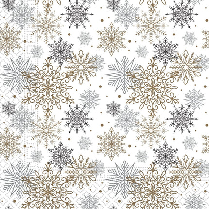 Kerst Servetten Sneeuwvlokken 33cm 20st van Procos koop je bij Partywinkel