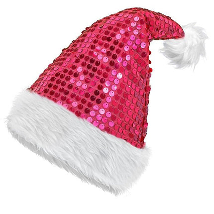 KERSTMAN MUTS PLUCHE EN PAILLETTEN ROZE van Widmann koop je bij Partywinkel