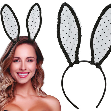 Konijn Haarband Zwart Wit van Fiestas Guirca koop je bij Partywinkel