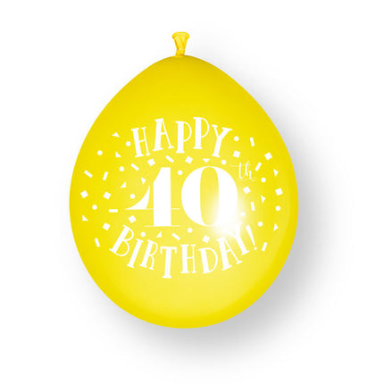 10 st. ”Happy 40th Birthday”-ballonger i latex, 23 cm
