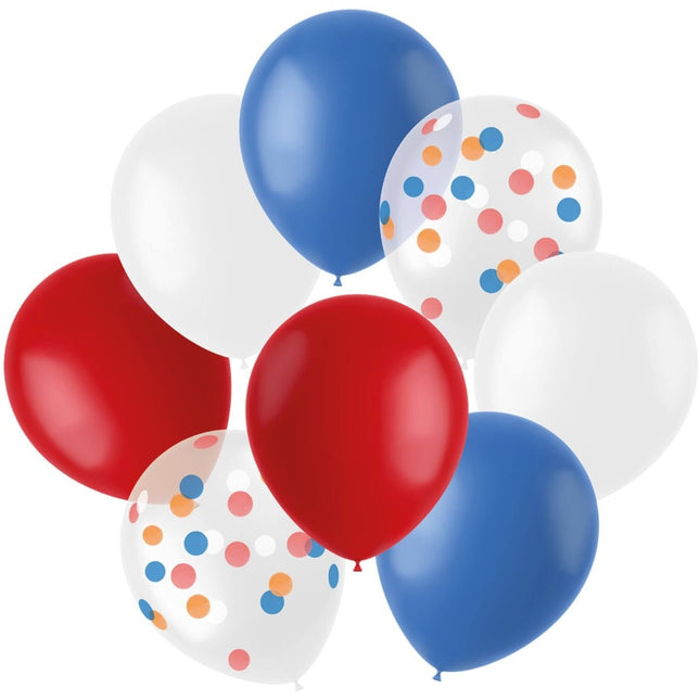 Latexballonnen - RoodWitBlauw - 30 cm - 8 stuks van Folat koop je bij Partywinkel