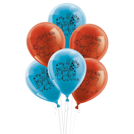 Peppa Pig-ballonger, blå och röda, 25 cm, 10 st