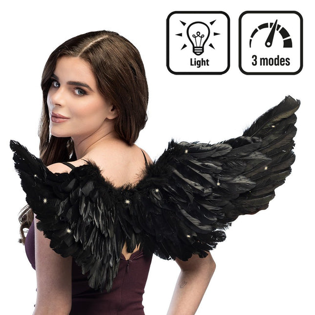 LED engelenvleugels zwart van Boland koop je bij Partywinkel