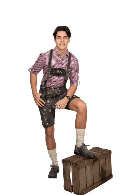 Lederhose Bruin Grijs Heren Kort Antiek van Haus Huberts koop je bij Partywinkel