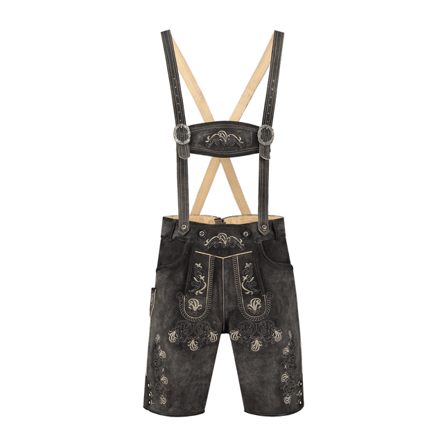 Lederhose Bruin Grijs Heren Kort Antiek van Haus Huberts koop je bij Partywinkel