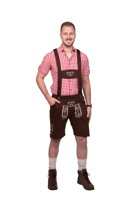 Lederhose Donkerbruin Heren Leer van Haus Huberts koop je bij Partywinkel