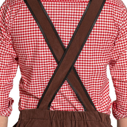 Lederhose Johann met Verstelbare Bretels Donkerbruin Lang van Partychimp koop je bij Partywinkel