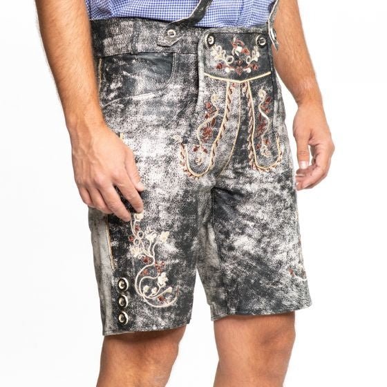 Lederhose Leer Kort Schaduw Zwart en Bretels van Partychimp koop je bij Partywinkel