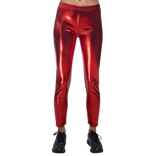 Legging Metallic Rood van Boland koop je bij Partywinkel