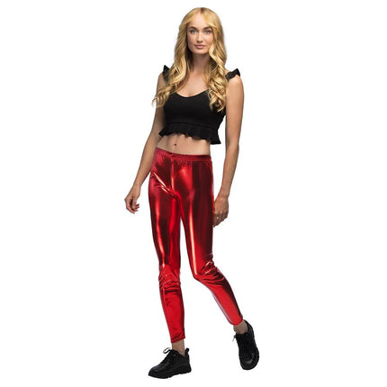Legging Metallic Rood van Boland koop je bij Partywinkel
