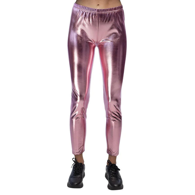 Legging Metallic Roze van Boland koop je bij Partywinkel