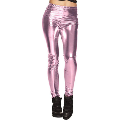 Legging Metallic Roze van Boland koop je bij Partywinkel