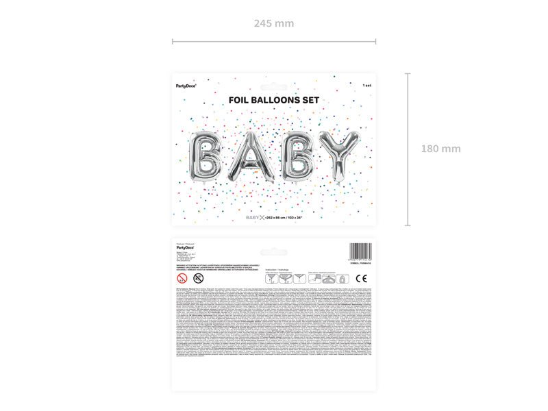 Letterballon Set Baby Zilver Leeg 2,62m van Partydeco koop je bij Partywinkel
