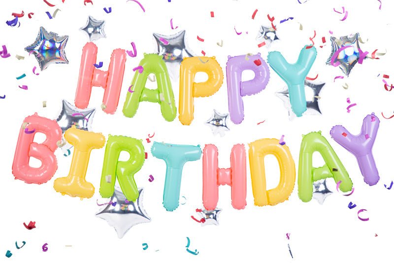 Letterballon Set Happy Birthday Pastel Mix Leeg 3,95m van Partydeco koop je bij Partywinkel