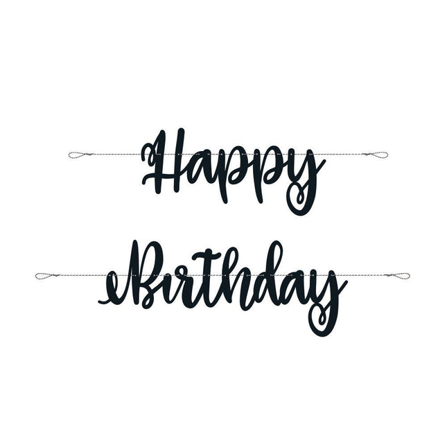 Letterslinger Happy Birthday Zwart 2,13m van Unique koop je bij Partywinkel