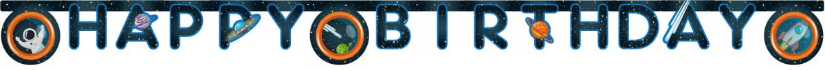 Letterslinger Ruimtevaart Happy Birthday 2m van Procos koop je bij Partywinkel