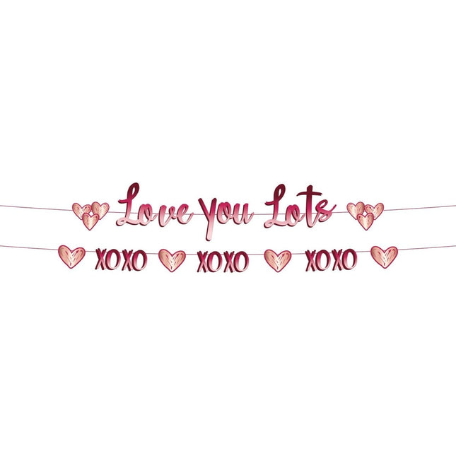 Rood Roze Letterslinger Love You Lots 1,50m 2st van Folat koop je bij Partywinkel