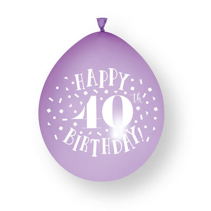 10 st. ”Happy 40th Birthday”-ballonger i latex, 23 cm