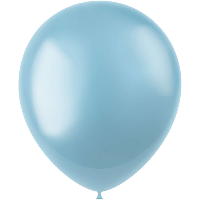 Lichtblauwe Ballonnen Metallic Sky Blue 33cm 10st van Folat koop je bij Partywinkel