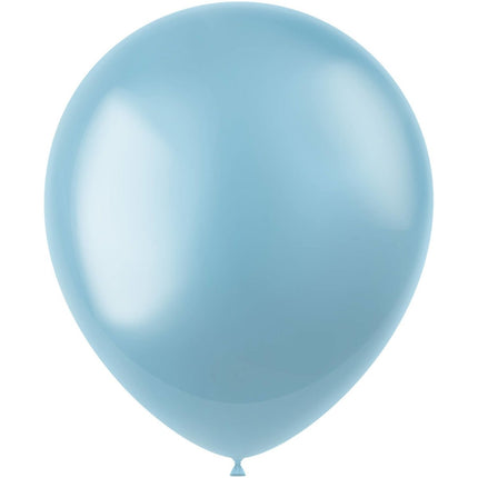 Lichtblauwe Ballonnen Metallic Sky Blue 33cm 50st van Folat koop je bij Partywinkel