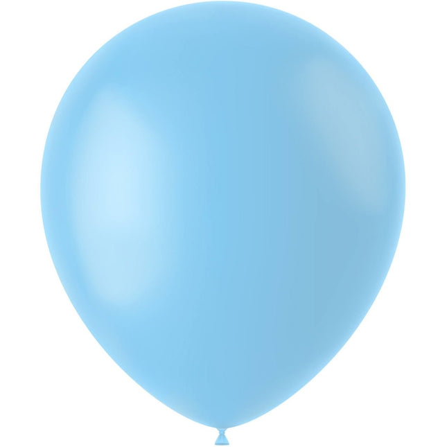 Lichtblauwe Ballonnen Powder Blue 33cm 10st van Folat koop je bij Partywinkel