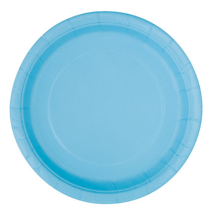 Lichtblauwe Borden Rond 17,5cm 8st van Unique koop je bij Partywinkel
