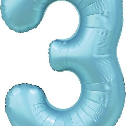 Lichtblauwe Cijfer Ballon 3 Jaar Glans 86cm van WeFiesta koop je bij Partywinkel