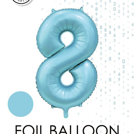 Lichtblauwe Cijfer Ballon 8 Jaar Glans 86cm van WeFiesta koop je bij Partywinkel