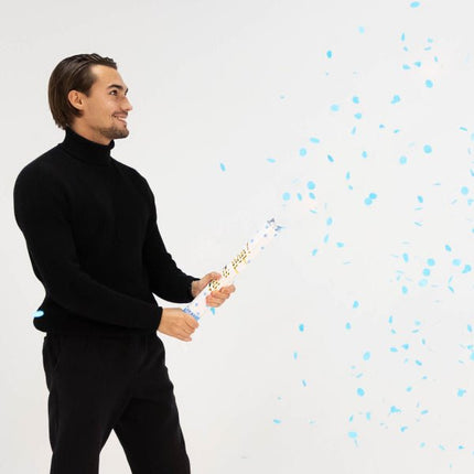 Lichtblauwe Confetti Kanon 40cm van Riethmueller koop je bij Partywinkel