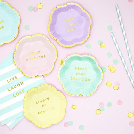 Lichtblauwe Servetten Live Laugh Love 33cm 20st van Partydeco koop je bij Partywinkel