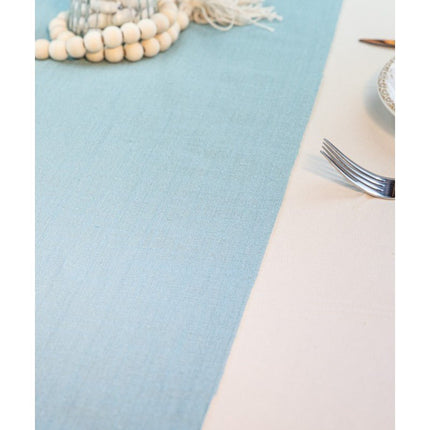 Lichtblauwe Tafelloper Katoen 5m van CHAKS koop je bij Partywinkel