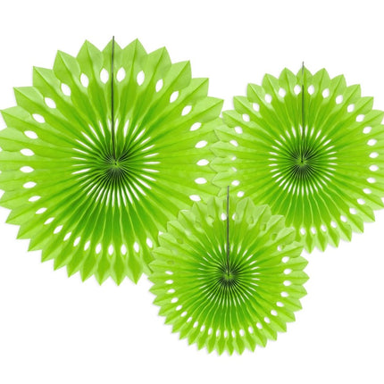 Lichtgroene Papieren Waaiers 20cm 3st van Partydeco koop je bij Partywinkel