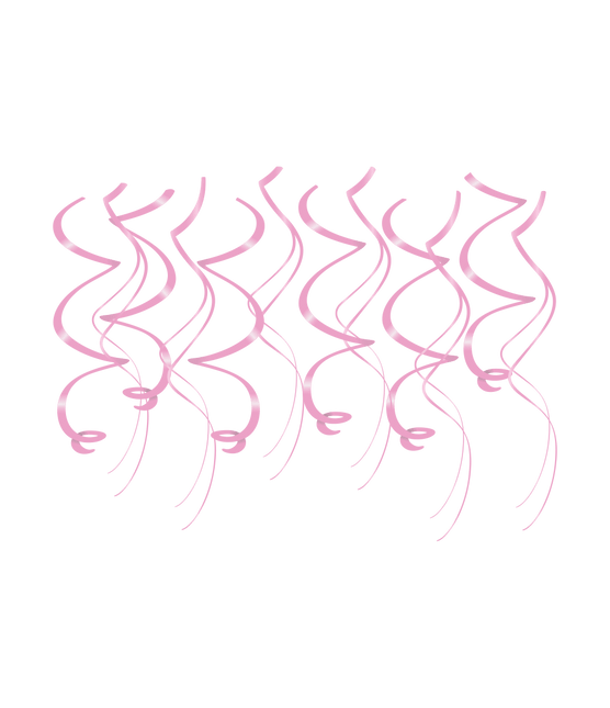 Lichtroze Hangdecoratie Swirls 12st van Paper Dreams koop je bij Partywinkel